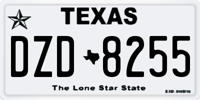 TX license plate DZD8255