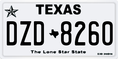 TX license plate DZD8260