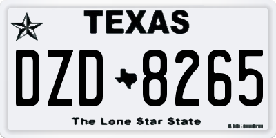 TX license plate DZD8265