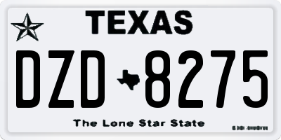 TX license plate DZD8275