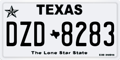 TX license plate DZD8283