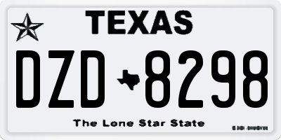 TX license plate DZD8298