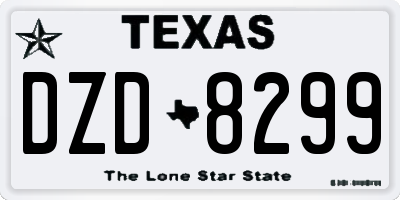 TX license plate DZD8299