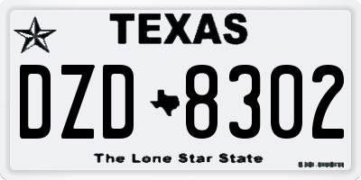 TX license plate DZD8302