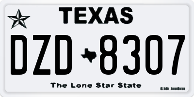 TX license plate DZD8307