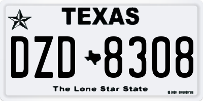 TX license plate DZD8308