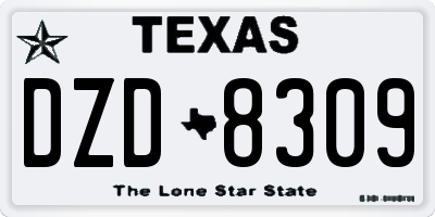 TX license plate DZD8309