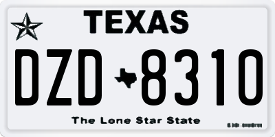 TX license plate DZD8310