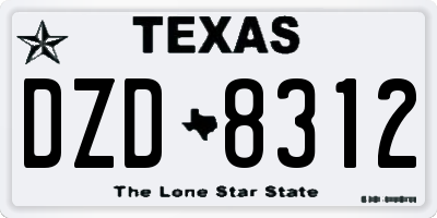 TX license plate DZD8312