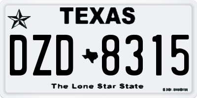 TX license plate DZD8315