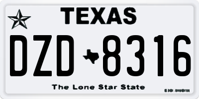 TX license plate DZD8316