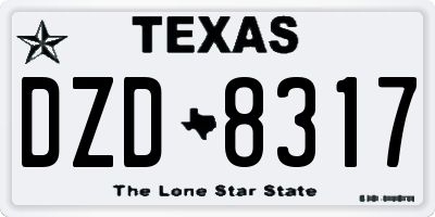 TX license plate DZD8317