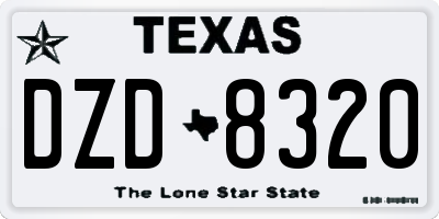 TX license plate DZD8320
