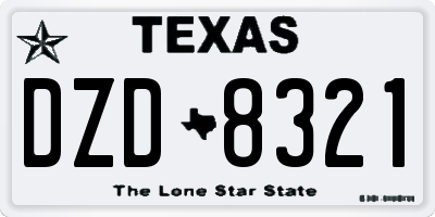 TX license plate DZD8321