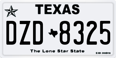TX license plate DZD8325