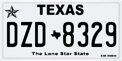 TX license plate DZD8329