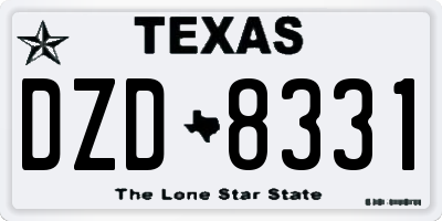 TX license plate DZD8331