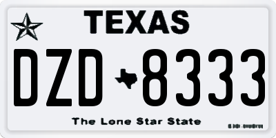 TX license plate DZD8333