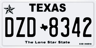 TX license plate DZD8342