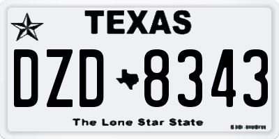 TX license plate DZD8343