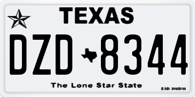 TX license plate DZD8344