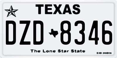 TX license plate DZD8346