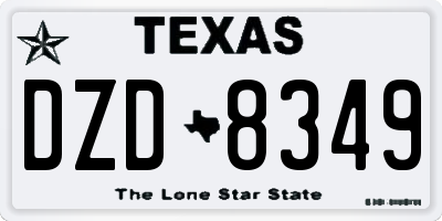 TX license plate DZD8349