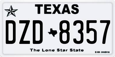 TX license plate DZD8357