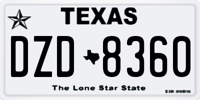 TX license plate DZD8360