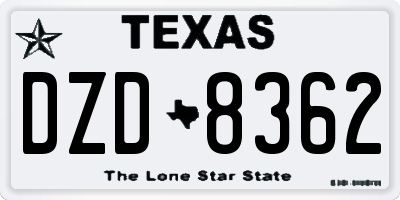 TX license plate DZD8362