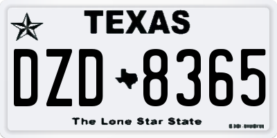 TX license plate DZD8365