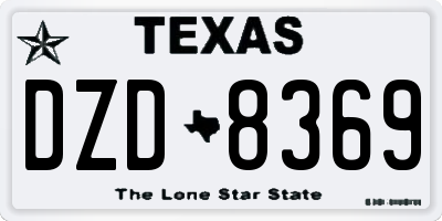TX license plate DZD8369