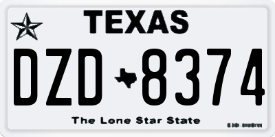 TX license plate DZD8374