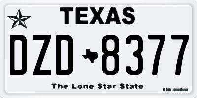 TX license plate DZD8377