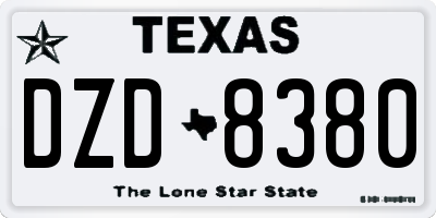 TX license plate DZD8380