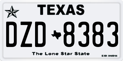 TX license plate DZD8383