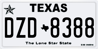 TX license plate DZD8388