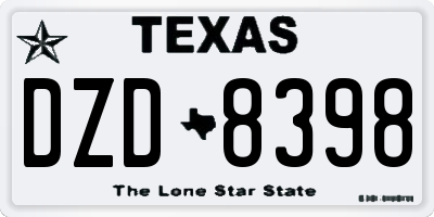 TX license plate DZD8398