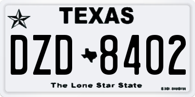 TX license plate DZD8402