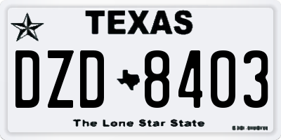 TX license plate DZD8403