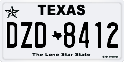 TX license plate DZD8412