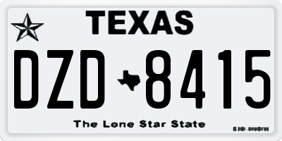 TX license plate DZD8415