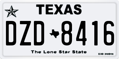 TX license plate DZD8416