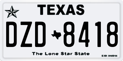 TX license plate DZD8418