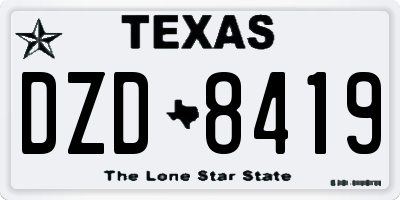 TX license plate DZD8419