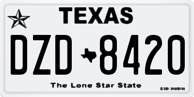 TX license plate DZD8420
