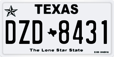 TX license plate DZD8431