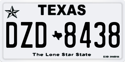 TX license plate DZD8438