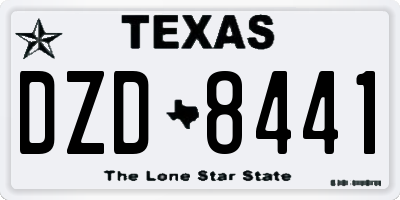 TX license plate DZD8441
