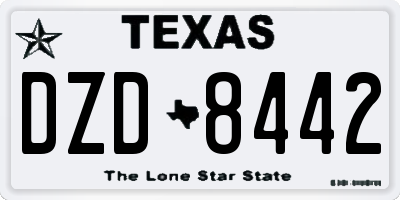 TX license plate DZD8442